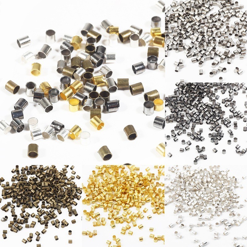500 件/批 1.5 2.0 毫米間隔珠壓接用於珠寶製作銅端管手鍊發現 DIY 項鍊用品塞子流行