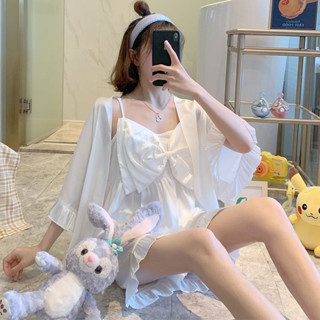 吊帶睡衣女春模擬絲薄款套裝睡袍短袖年性感#現貨吊帶睡衣女春模擬絲薄款套裝睡袍短袖年性感
