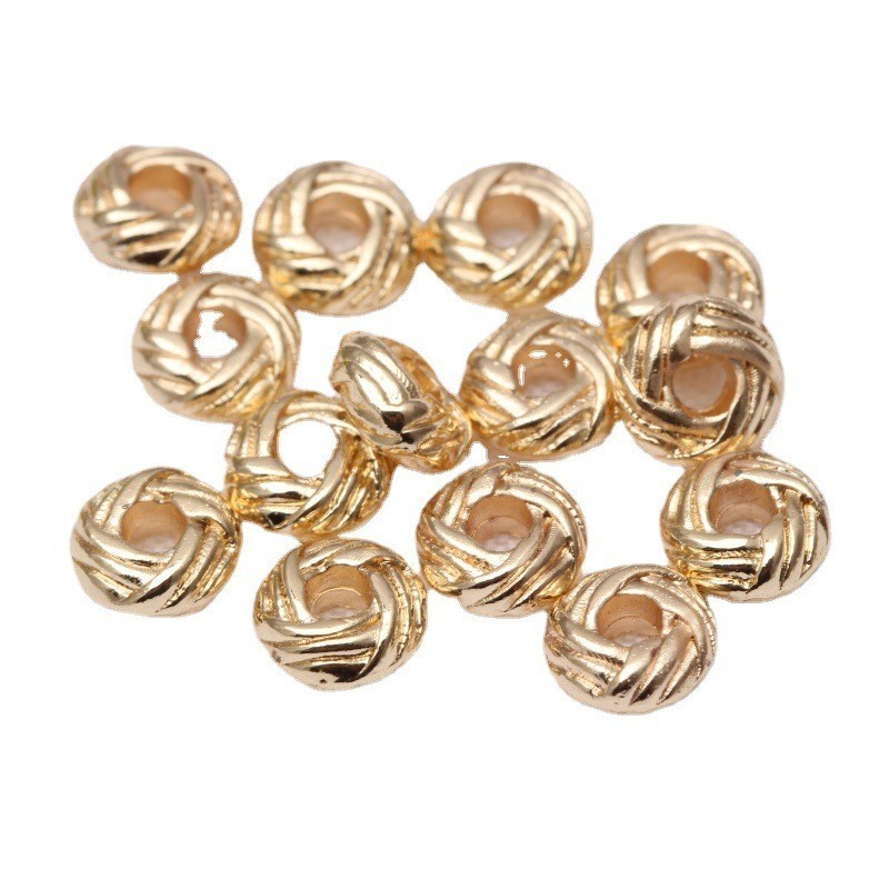 宏雲Hongyun-tc- (100pcs)14k包金保色麻花纏繞小金珠diy飾品配件項鍊手鏈隔珠串串珠資料