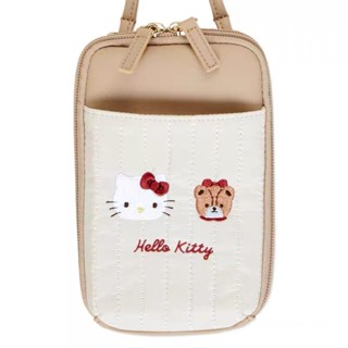 日本 新款 刺繡三麗鷗斜揹包 hellokitty分層手拿多功能紙巾包 KT卡包 凱蒂貓手機包