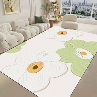 北歐風客廳地毯地墊綠色pvc地墊簡約防水可擦免洗茶几毯家用夏季可裁剪腳墊數位印花 AECA