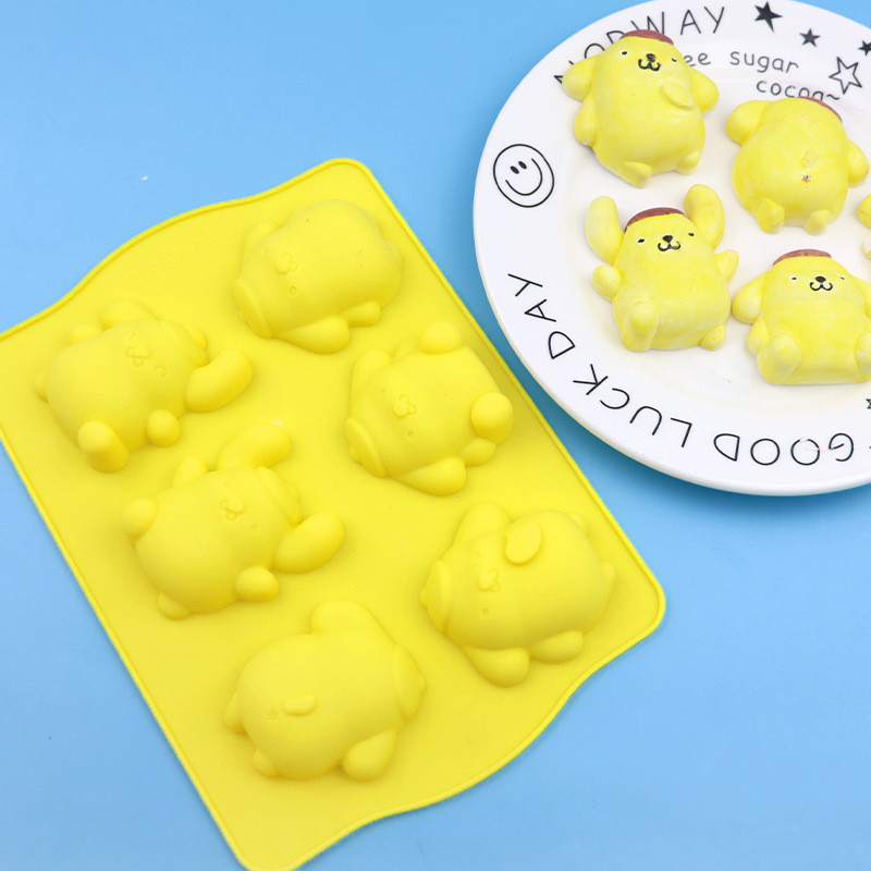 6腔pom Pom Purin矽膠蛋糕模具巧克力布丁模具嬰兒年糕零食工具香薰石膏手工皂模具DIY烘焙模具工具
