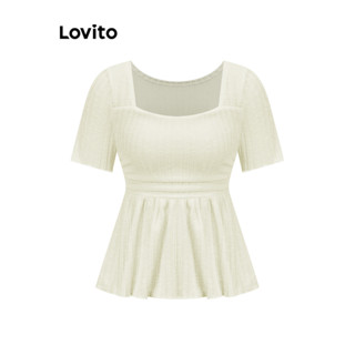 Lovito 女士休閒素色基本款 T 恤 L82AD186