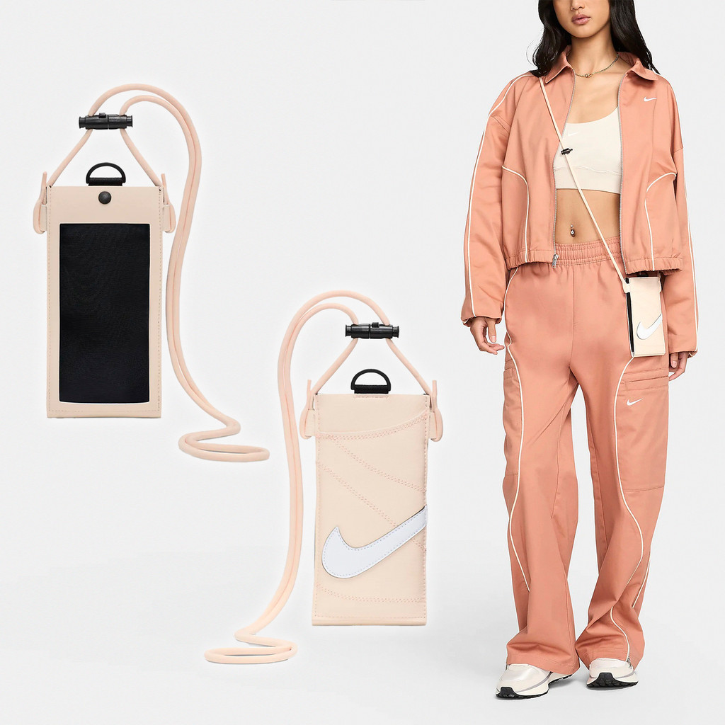 Nike 包包 Premium Phone 男女 手機斜背包 皮革 頸掛 掛繩 [ACS] N101003681-6OS
