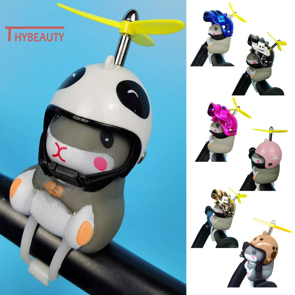 【TB】倉鼠摩托車頭盔裝飾竹蜻蜓閃光軟帶電動車自行車裝飾品