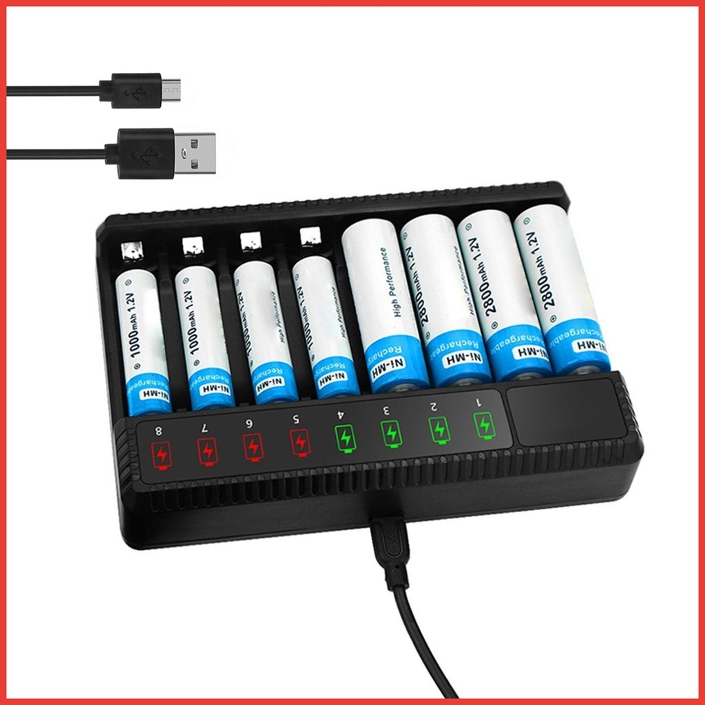 Nimh 電池充電器智能電池充電器 8 槽多功能台式可充電電池充電器適用於 san2tw san2tw