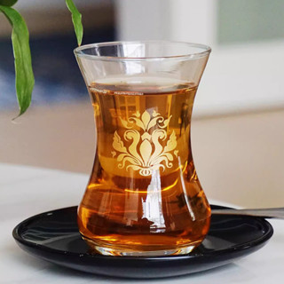 土耳其咖啡杯套裝鍍金鬱金香玻璃杯碟紅茶杯浪漫下午茶套裝