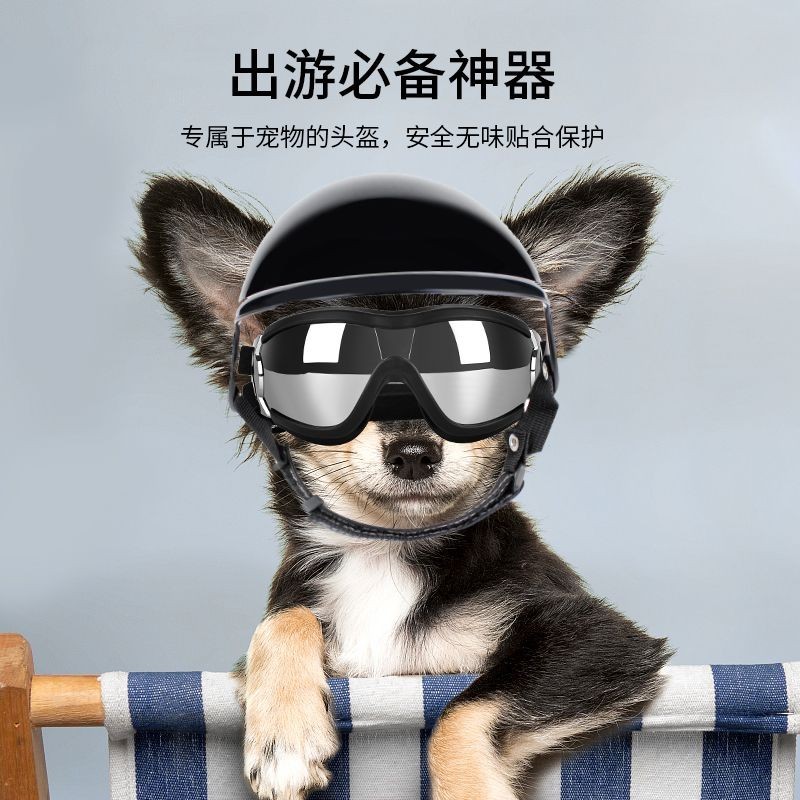 寵物專用頭盔 狗狗頭盔 寵物 頭盔 漏耳朵 中大小型犬 安全帽 防風 眼鏡 寵物騎行神器 創意 個性 實用 寵物用品