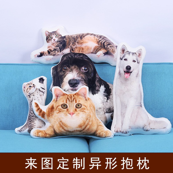 寵物抱枕訂製周邊訂製卡通表情包異形玩偶來圖DIY貓咪狗頭紀念