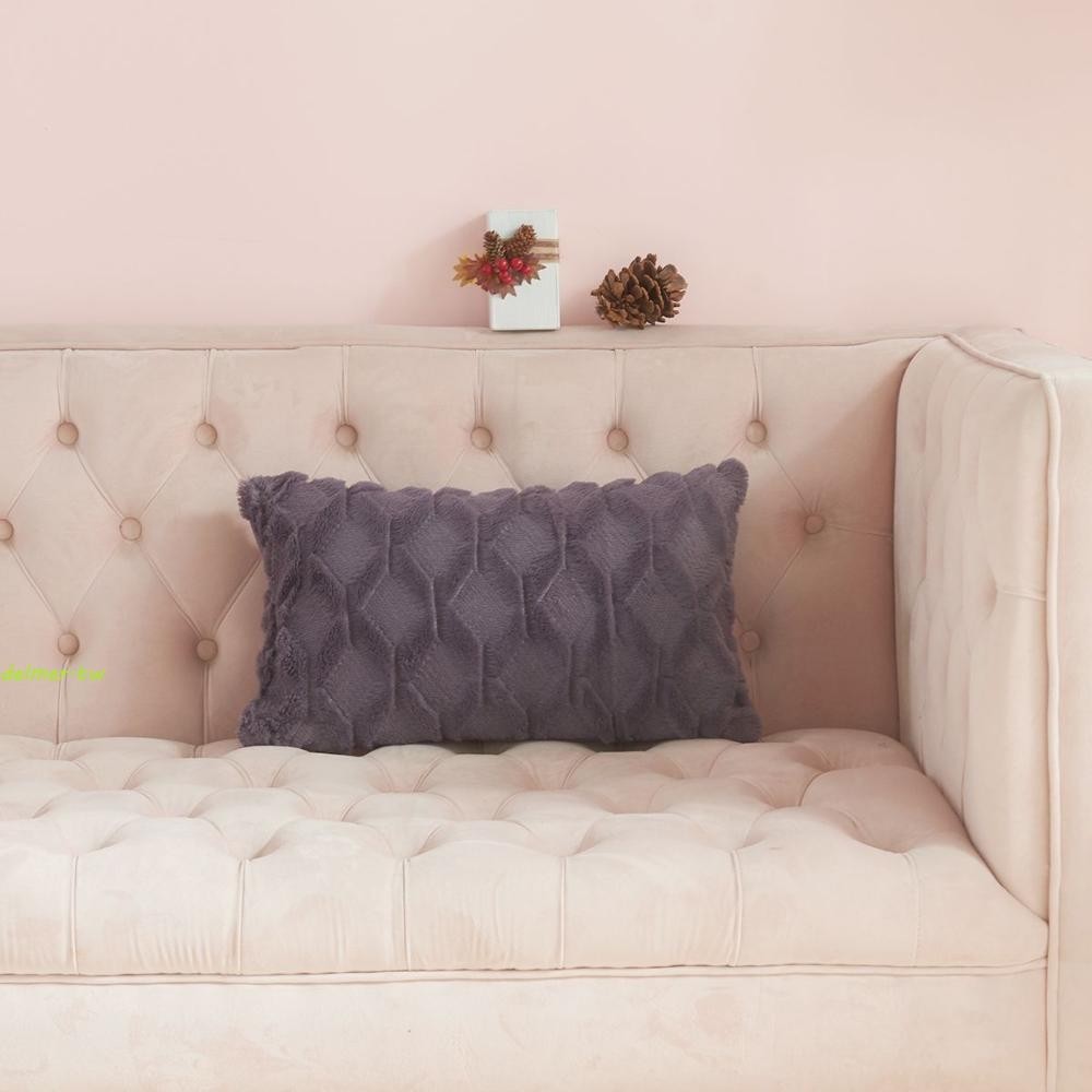 DELMER枕套純色30x50厘米舒適裝飾毛絨客廳、床用棉布抱枕沙發裝飾