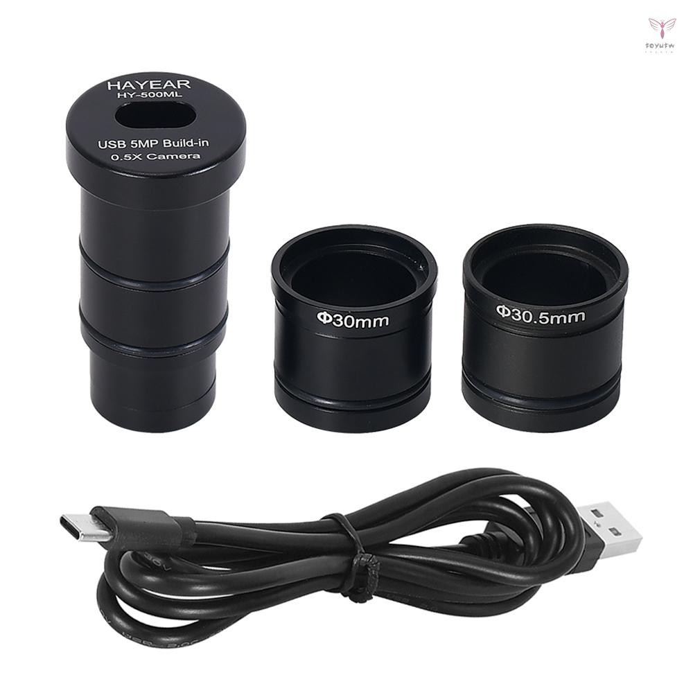Type-c USB2.0 5MP顯微鏡相機內置0.5X目鏡適配器清晰電子數碼目鏡用於立體生物顯微鏡