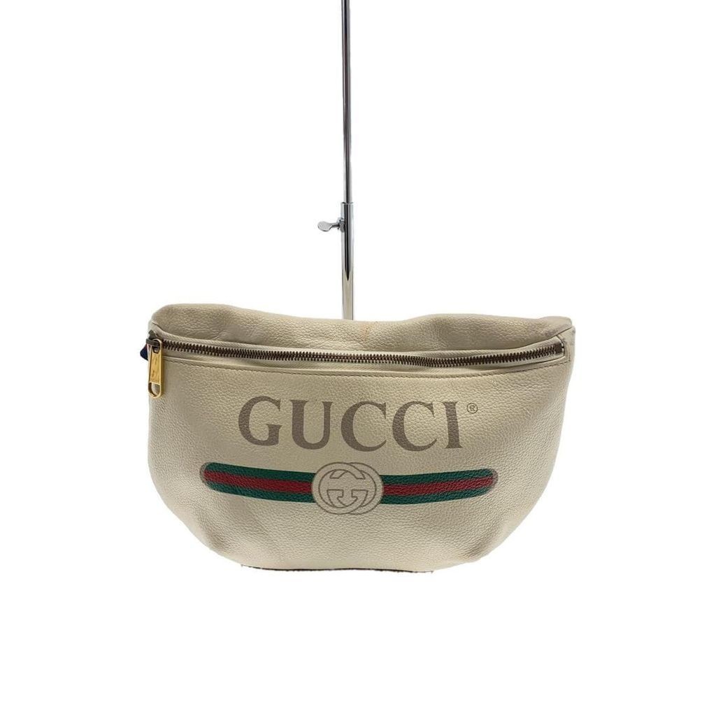 GUCCI 古馳 腰包皮革白色 日本直送 二手