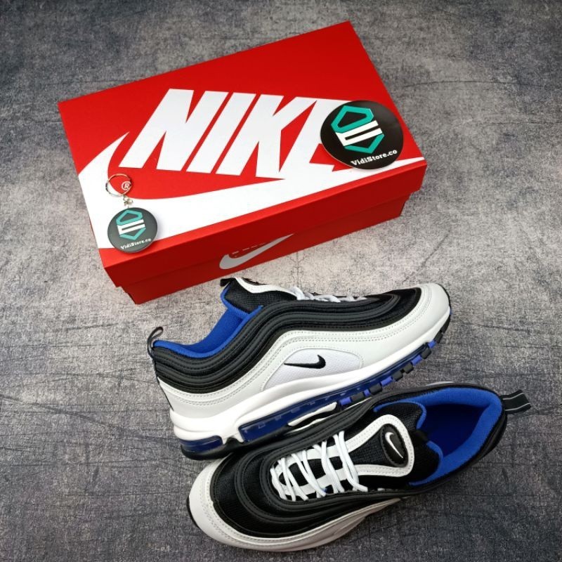 Nke Air Max 97 黑色白色藍色紫羅蘭色男士運動鞋鞋優質進口品質