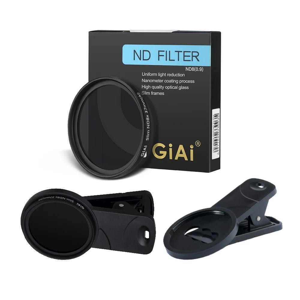 Giai 鏡頭套件 Nd 偏光濾鏡 52mm 37mm 偏光濾鏡帶夾子適用於手機 Iphone