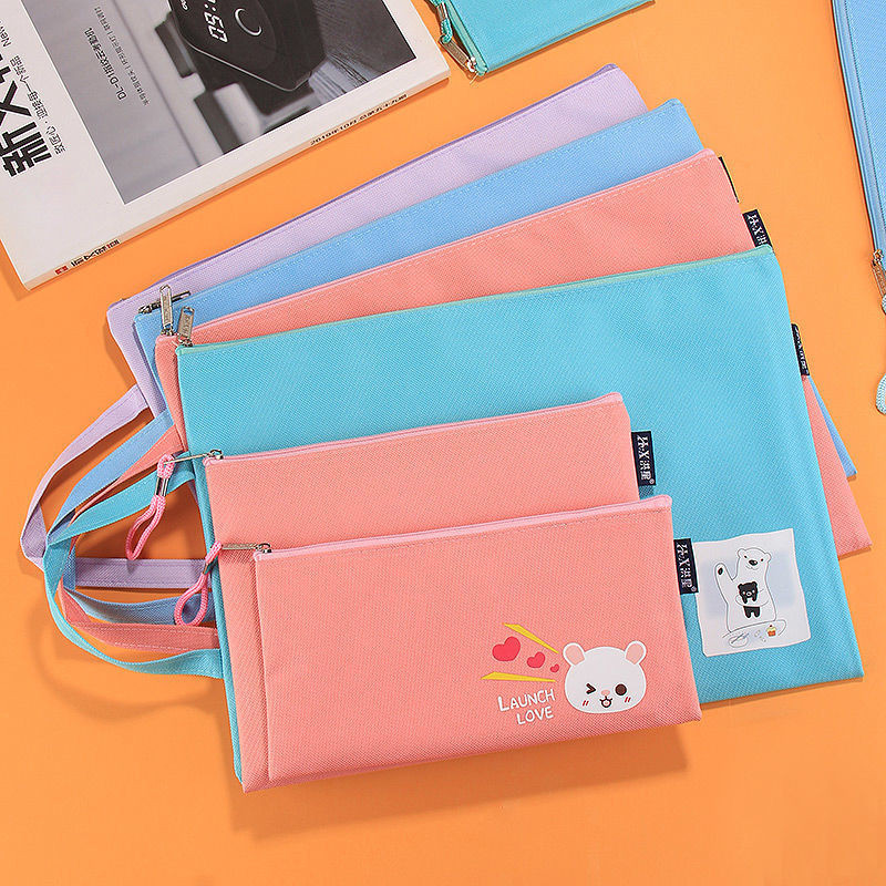 《帆布資料袋》現貨 韓國創意可愛卡通透明網格袋   文件袋   拉鍊袋   筆袋  文具包  收納袋