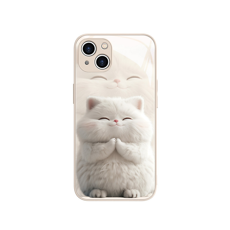 適用蘋果15promax貓咪手機殼新款iPhone14plus可愛13pro創意個性12磁吸11promax液態玻璃14
