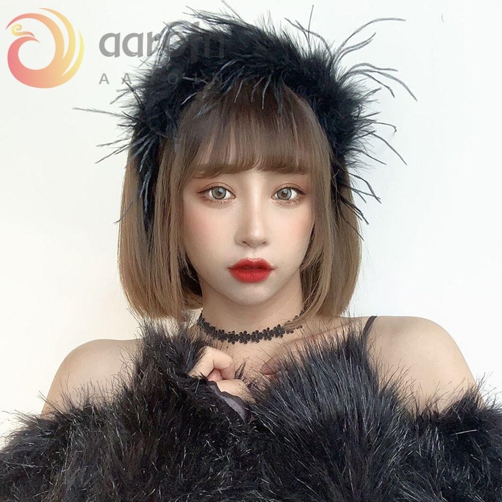 AARO羽毛髮箍優雅可愛個性髮飾新娘婦女華麗舞台表演韓式頭帶