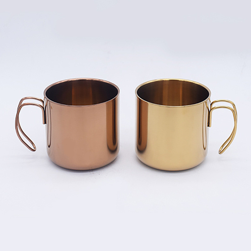 工廠批發帶蓋不鏽鋼304保溫杯馬克杯金色銅不鏽鋼咖啡杯雙層隔熱