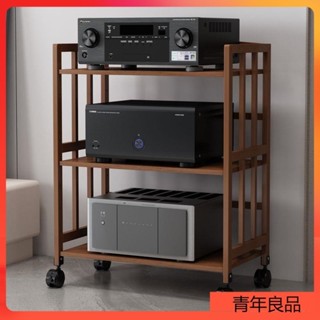 新品 音響放置架 音箱支架落地功放架 CD機架子影音機櫃 楠竹滾輪置物架收納架 置物推車多層附輪層架 可移動式收納櫃三層