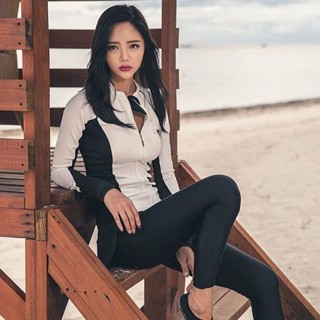 比基尼推薦 泳衣 美背連身式泳裝泳衣情侶潛水服女分體長袖男女衝浪服長褲速幹防曬潛水衣水母服游泳衣