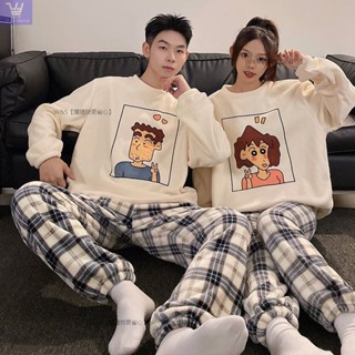 W&S家[2025年新款暖暖套裝]情侶法蘭絨睡衣女卡通廣志美伢珊瑚絨居家服 冬季法蘭絨刷毛加厚男士家居服 睡衣套裝可外穿