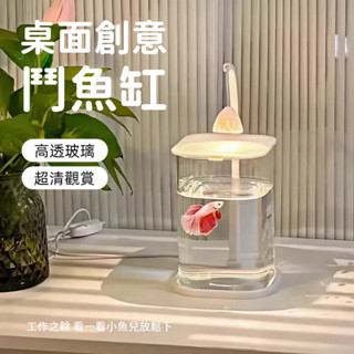 鬥魚魚缸 玻璃缸 桌面鬥魚缸 鬥魚套缸 小型魚缸 辦公室養魚 桌面造景 創意生態缸 魚缸