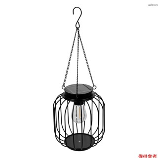 1個裝 太陽能戶外燈 懸掛戶外庭院燈 歐式太陽能燈籠 掛樹花園裝飾燈 IP65防水 別墅復古景觀燈 黑色