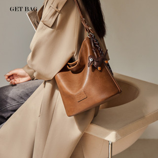 [GET BAG]納蘭杜包包女士 2025春夏新款 高階感水桶包女 大容量通懃斜挎包真皮女包