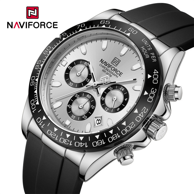 Naviforce 原創男士手錶矽膠錶帶休閒運動計時夜光手錶