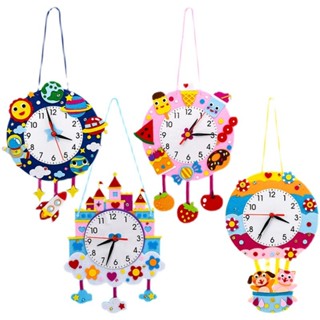 現貨【手工玩具】卡通時鐘 兒童手工 diy鐘錶玩具 製作裝飾 材料包 幼兒園 認知時間 教具