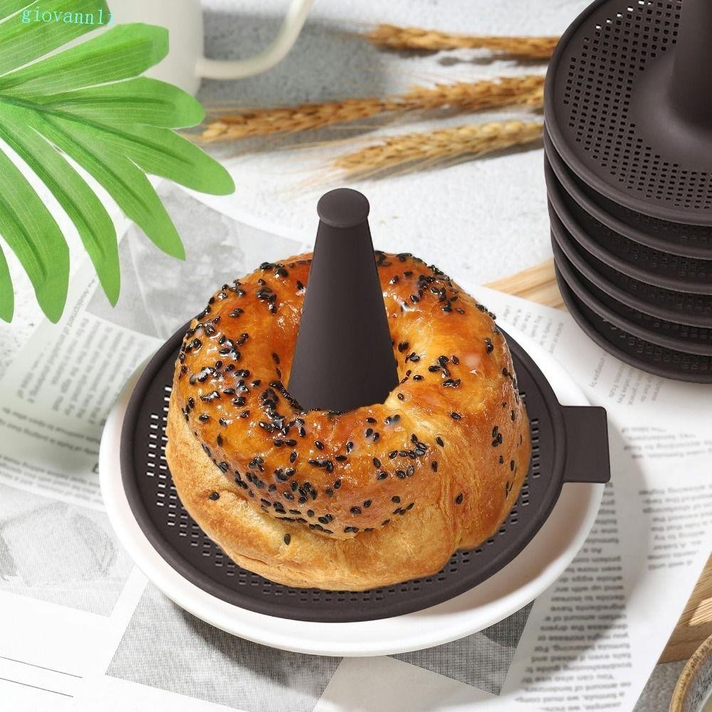 GIOVANN6Pcs百吉餅鍋套裝,便攜式咖啡硅膠甜甜圈模具,洗碗機安全圓錐形狀用於烘烤的麵包模具