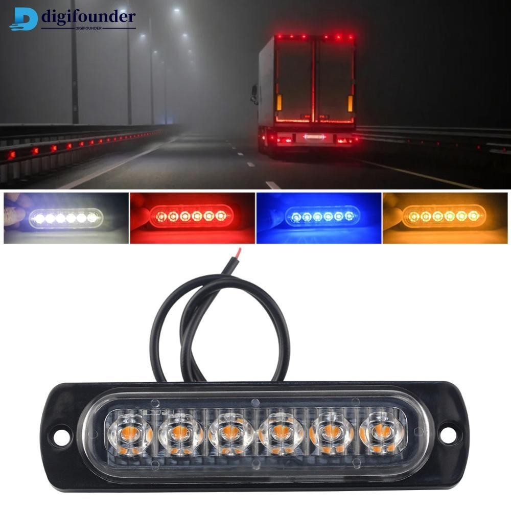 Digifounder 1Pc 6SMD 12V 24V 卡車 LED 恆定警示燈側標記格柵燈條汽車信標指示燈燈琥珀色黃