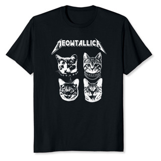 Meowtallica 黑色白色搞笑模仿貓小貓愛心 T 恤