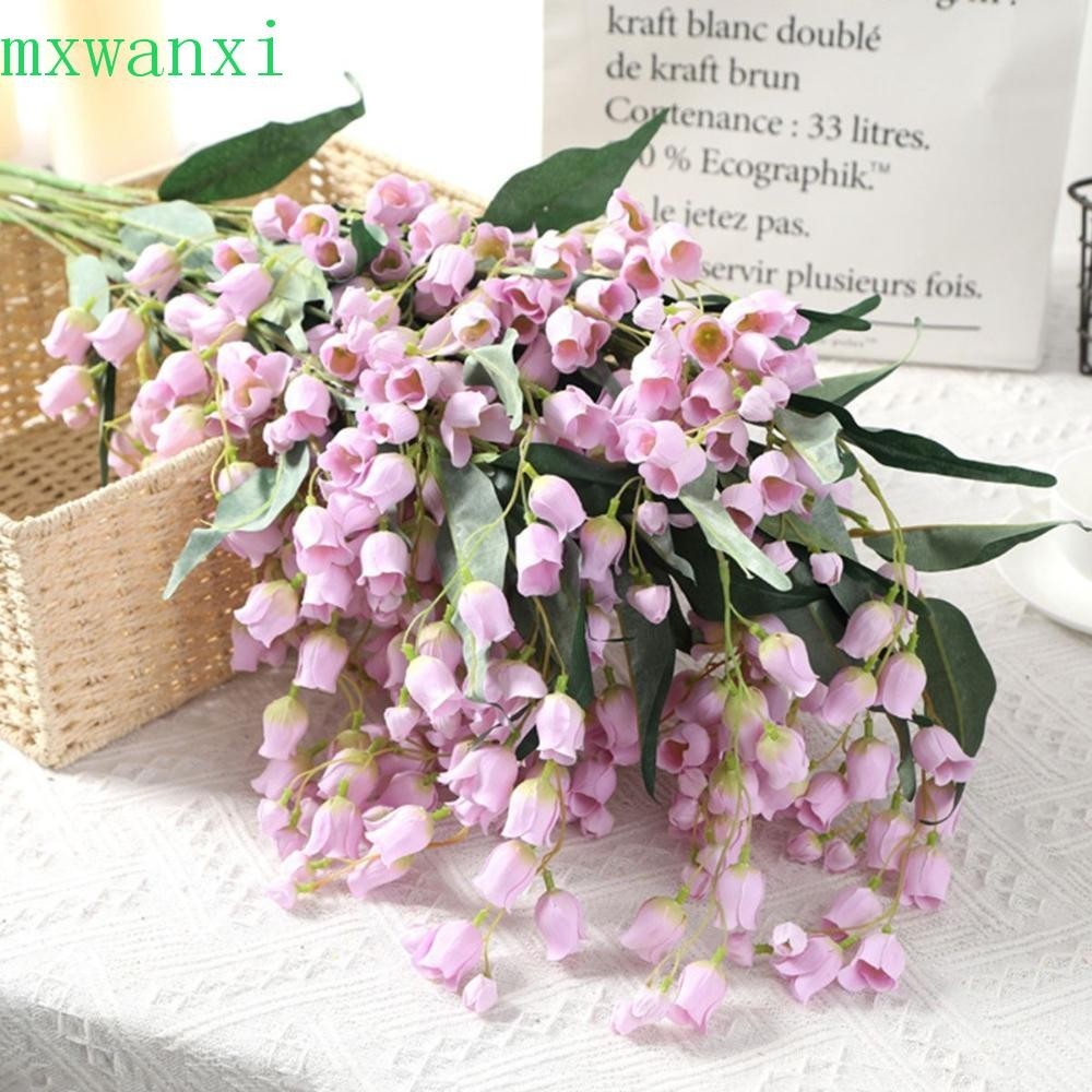 MXWANXI人造植物花園婚禮高花瓶長桿優雅的絲綢山谷的百合花