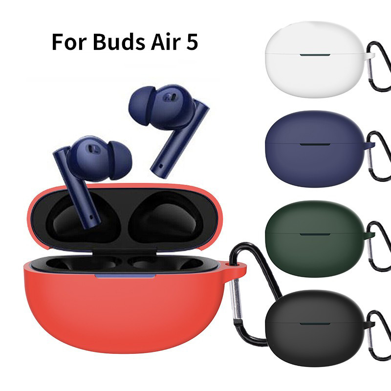 適用於 Realme Buds Air 5 保護套帶掛鉤純色無線耳機保護套適用於 Realme Buds Air5 軟矽