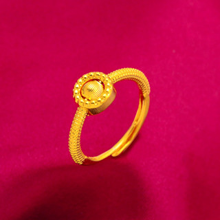 黃銅鍍金貓眼轉運珠戒指 越南沙金圓球戒指飾品送女友禮物