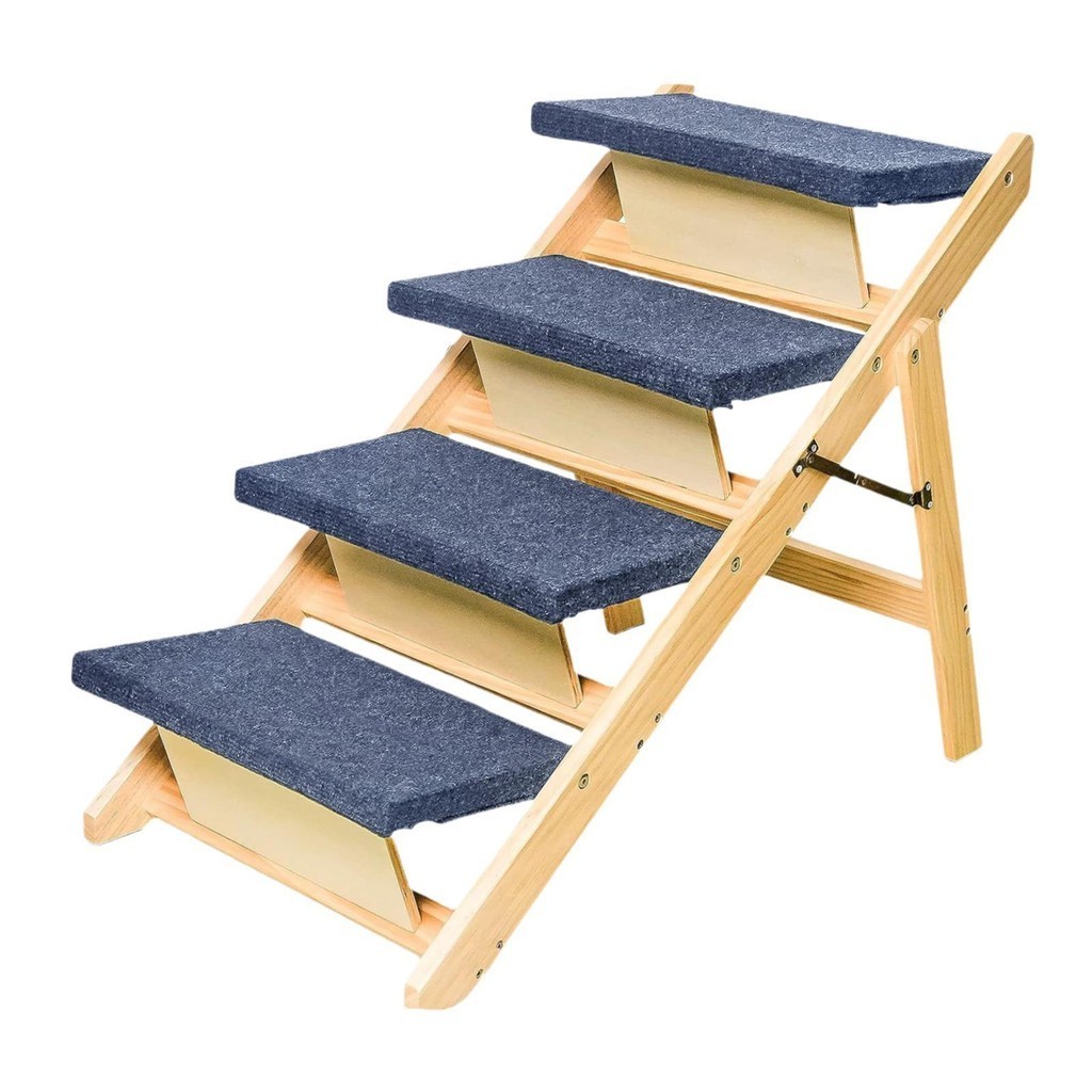 [lzdhuiz3] 木製寵物樓梯可折疊穩定適用於中老年動物地毯沙發和高床易爬狗梯狗坡道
