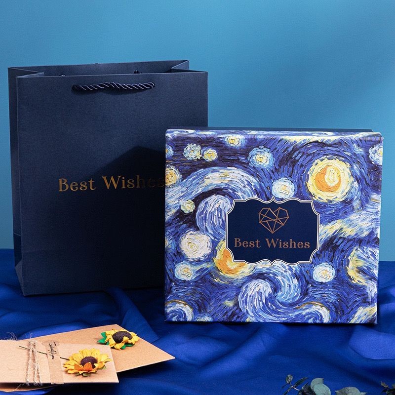 ✘精緻小盒子✘現貨 藍色梵高星空伴手 禮盒  包裝盒 子禮物禮品 空盒 生日小王子系列禮物
