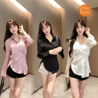 【K-Chic】氣質高階感襯衣韓版職業時尚POLO領長袖防曬上衣薄款微透純欲襯衫 薄款 外搭上衣 休閒上衣 長袖上衣