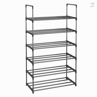 鞋架 4 層 / 6 層鞋架帶 4 層 / 6 架金屬鞋存放可堆疊,適用於客廳走廊入口黑色