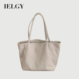 IELGY 大容量托特包 韓版斜紋帆布包 通勤單肩手提休閒女包