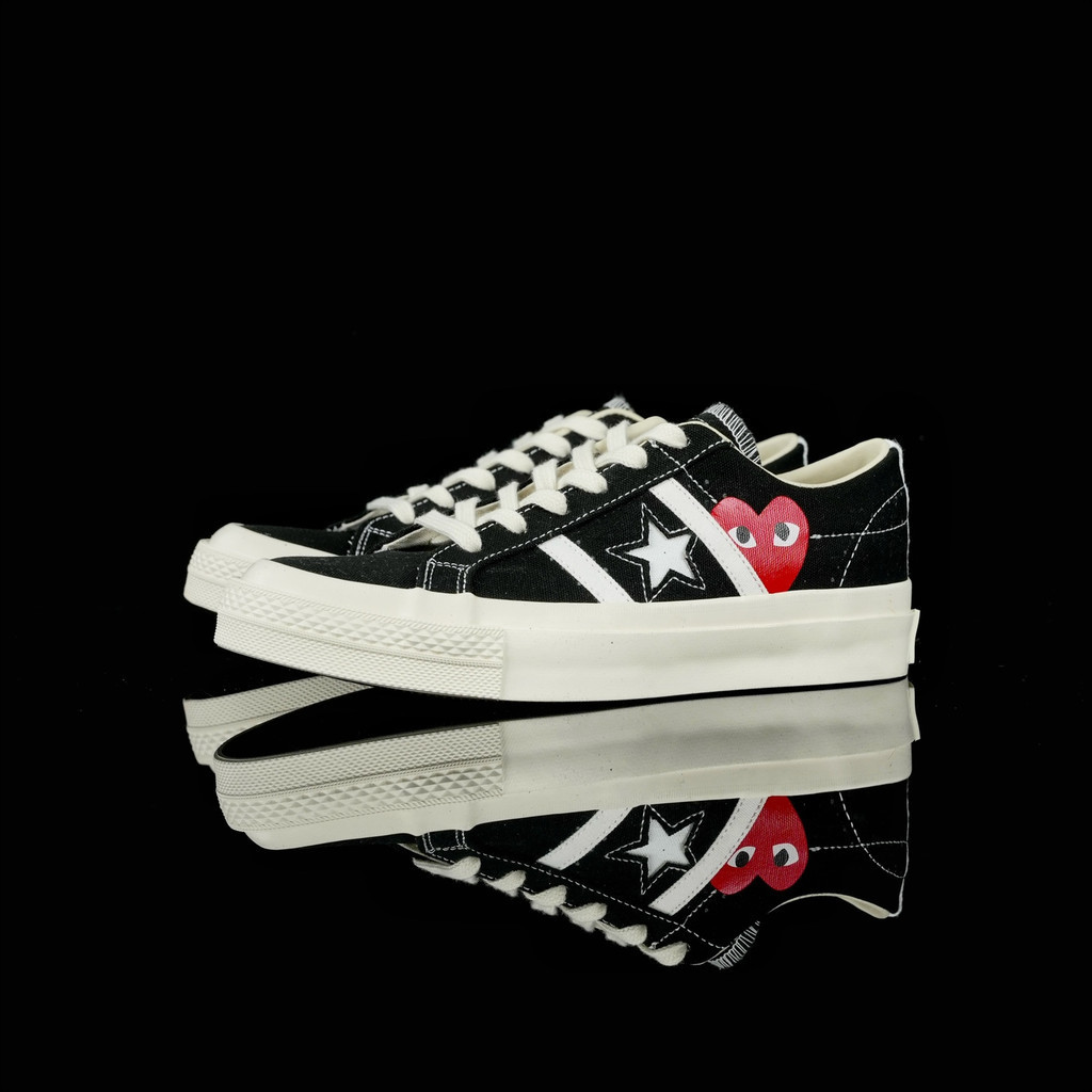 新款CDG x Converse One Star  Academy Pro 黑色 低幫休閒板鞋
