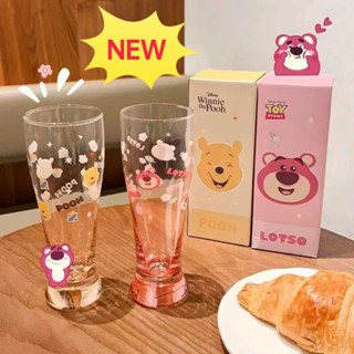 Graby2025迪士尼玻璃杯冷飲杯維尼熊草莓熊冷飲杯啤酒杯高顏值果汁杯水杯家用戶外可愛玻璃杯爆款熱銷新上市【直身杯設計