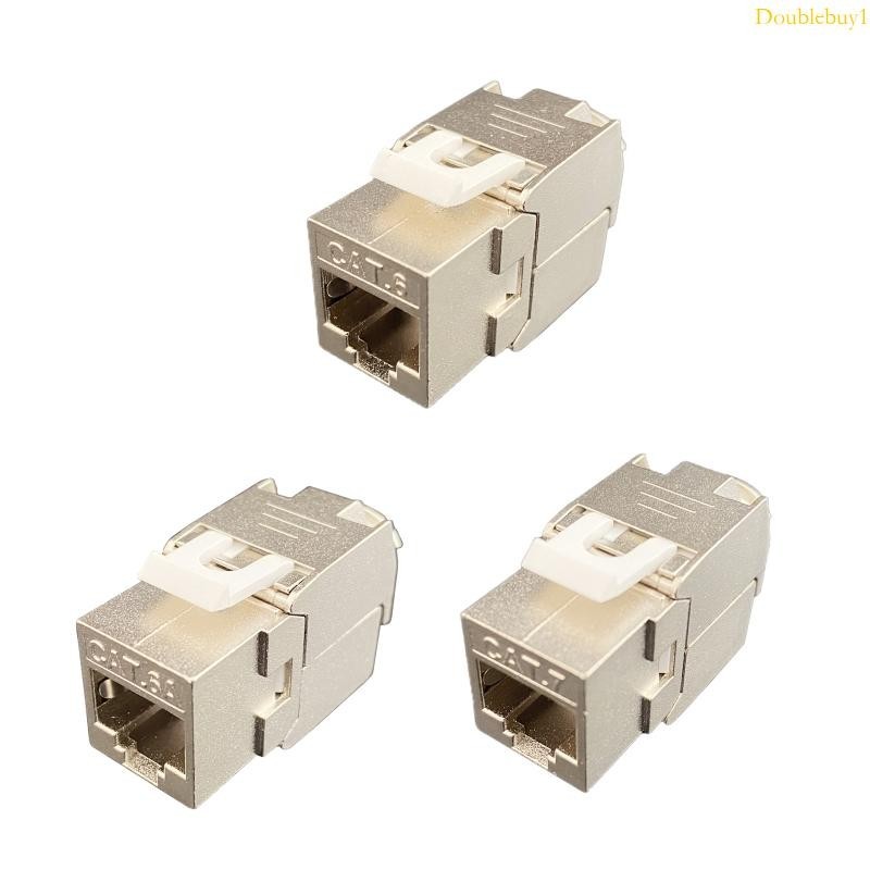 Dou RJ45 CAT6 免工具 STP 屏蔽梯形插孔模塊自鎖 Cat7 CAT6A CAT6 鋅合金耦合器適配器