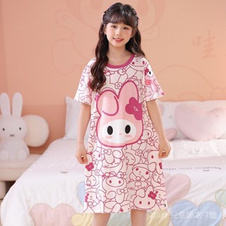 新品 棉材質兒童睡裙夏季女孩短袖可愛卡通睡衣洋裝
