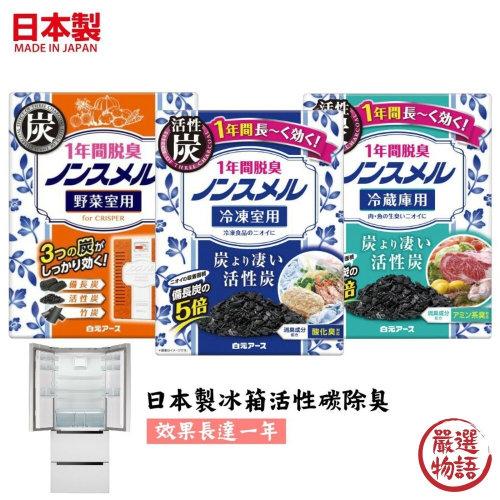 日本製冰箱除臭盒 活性碳 冷凍庫 冷藏室 蔬果室  白元消臭劑 廚房除臭 廚餘 一年有效 除臭 (SF-014077)