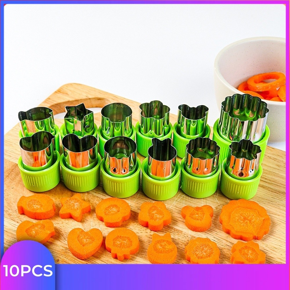10 件裝形狀切割模具水果蔬菜切割器餅乾糕點不銹鋼便當用品