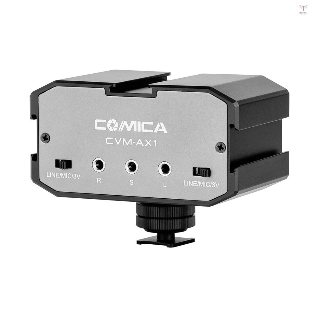 Comica CVM-AX1 音頻混音器適配器通用雙通道 3.5mm 端口混音器支持實時監控單聲道/立體聲輸出切換器,適