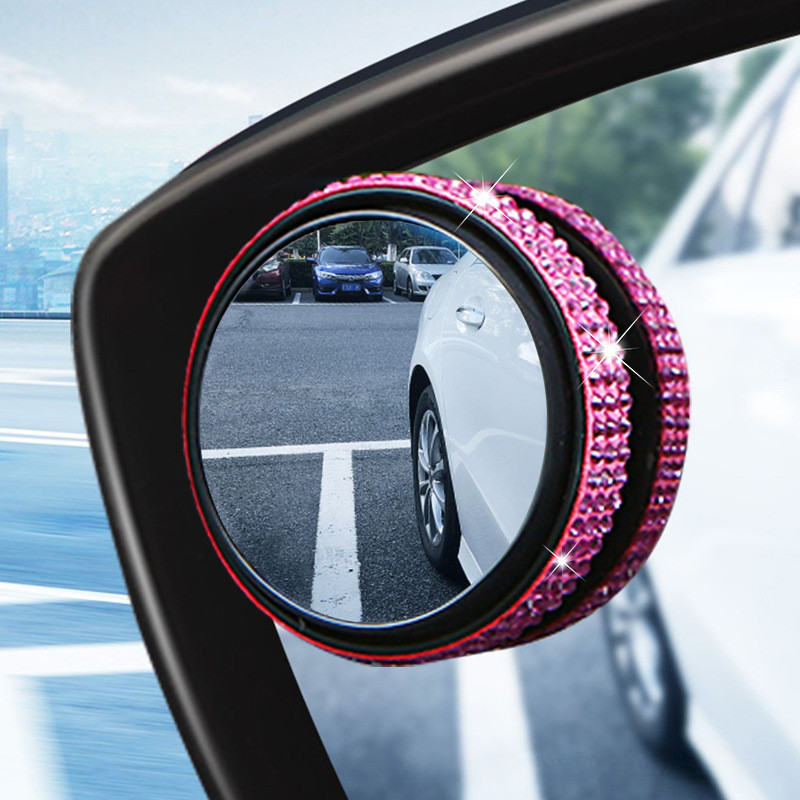 鑽石盲點車鏡閃亮汽車盲點鏡玻璃凸後視廣角側鏡360° 可調式汽車倒車後視輔助鏡自粘