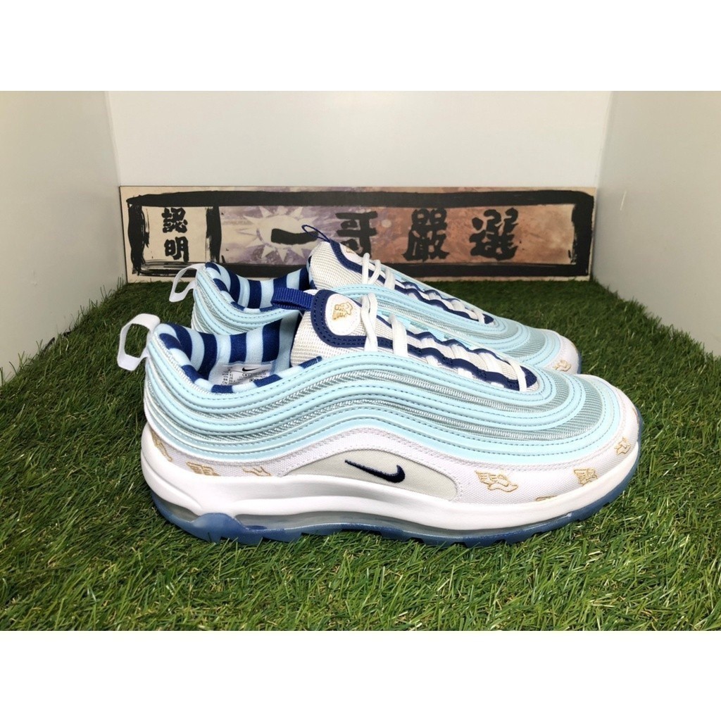 時尚高品質 Golf Air Max 97 白色藍色 Angel 3M 反光氣墊高爾夫鞋 CK1220-100